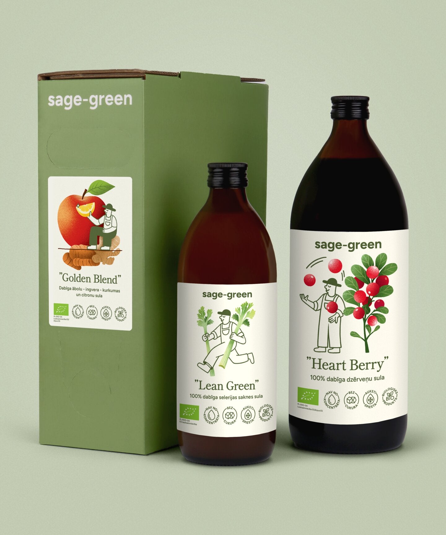 Komplekts "Metabolisma paātrinātājs" – ābolu-ingvera-kurkumas-citrona sula 3 L, laukaugu sula 1 L un selerijas sula. Noder metabolismam, gremošanai un enerģijas balansam